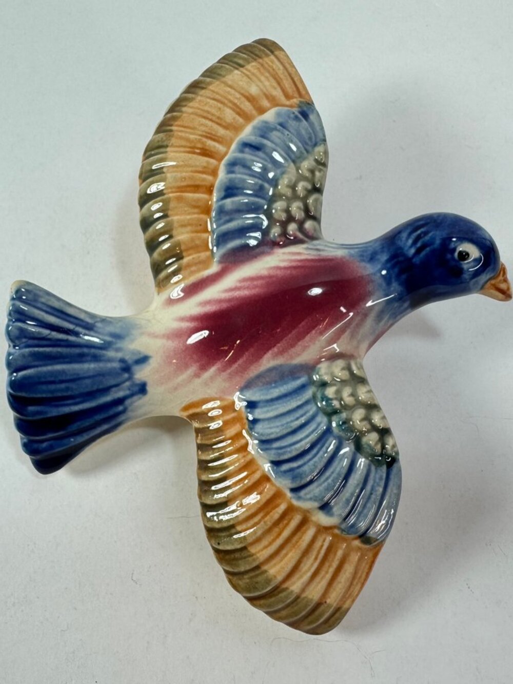 Vtg Flying Bird Ceramic Wall Pocket Vase Japan 5.75" long